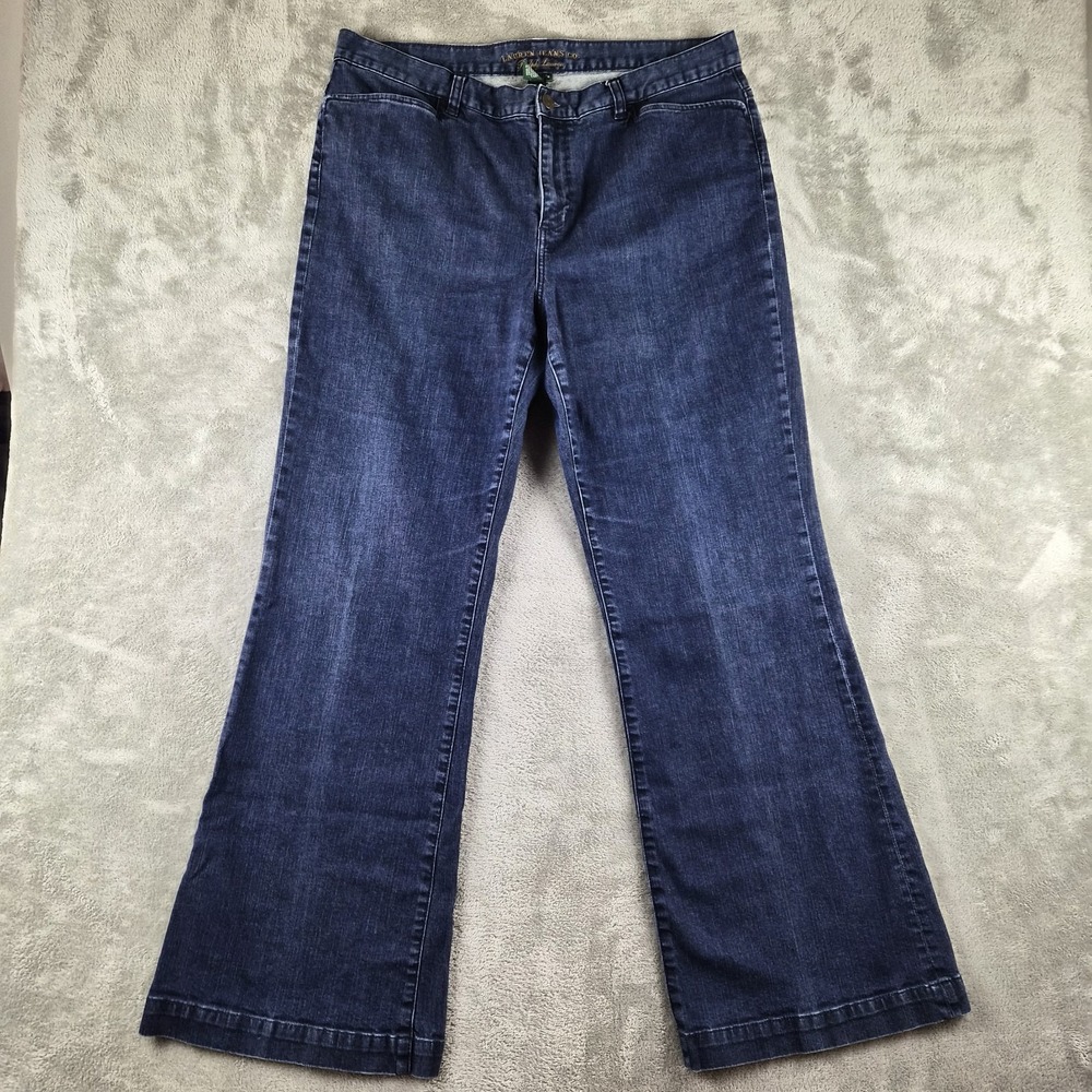 Lauren Jeans Co Ralph Lauren Jeans Womens 14 Blue Denim Stretch Bootcut Flare